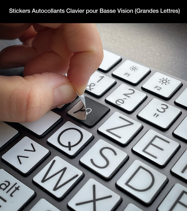 Stickers Autocollants Clavier pour Basse Vision (Grandes Lettres) detail