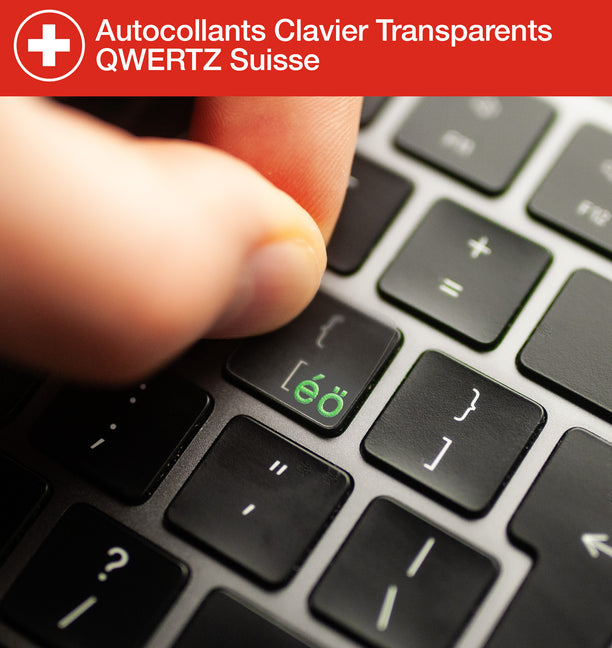 Stickers Autocollants Clavier Transparents QWERTZ Suisse