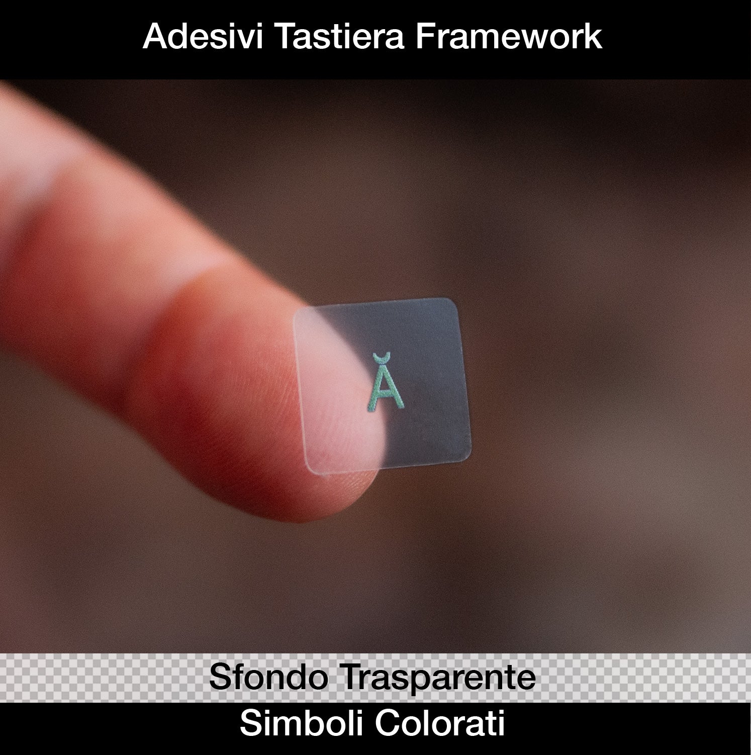 Adesivi Tastiera Framework (Sfondo Trasparente + Simboli Colorati)