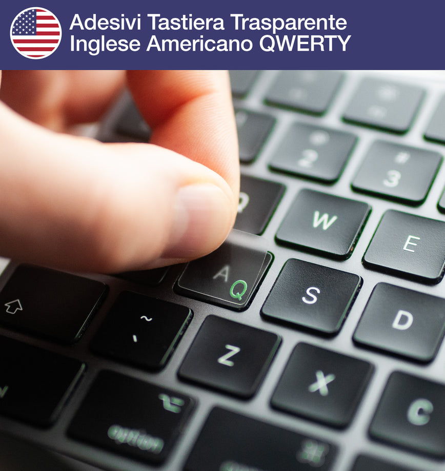 Adesivi Tastiera Trasparente Inglese Americano QWERTY