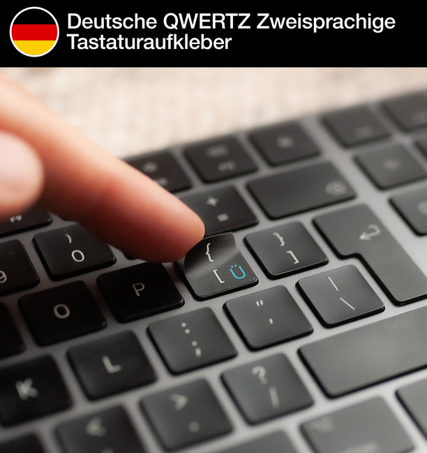 Deutsche (Deutschland und Österreich) QWERTZ Zweisprachige Tastaturaufkleber