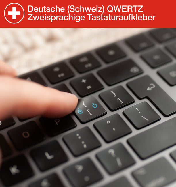 Deutsche (Schweiz) QWERTZ Zweisprachige Tastaturaufkleber