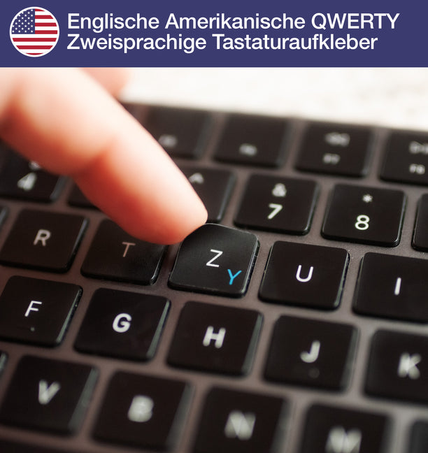Englische (Amerikanische) QWERTY Zweisprachige Tastaturaufkleber