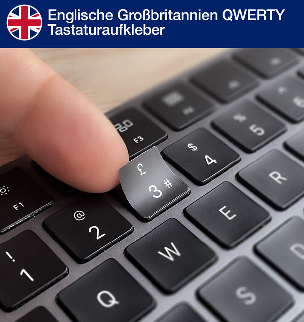 Englische (Großbritannien) QWERTY Tastaturaufkleber