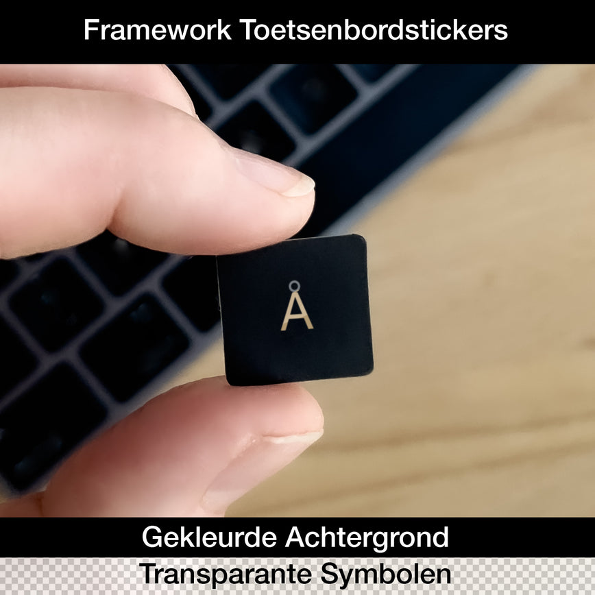 Framework Toetsenbordstickers (Gekleurde Achtergrond + Transparante Symbolen)