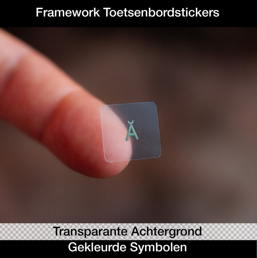 Framework Toetsenbordstickers (Transparante Achtergrond + Gekleurde Symbolen)