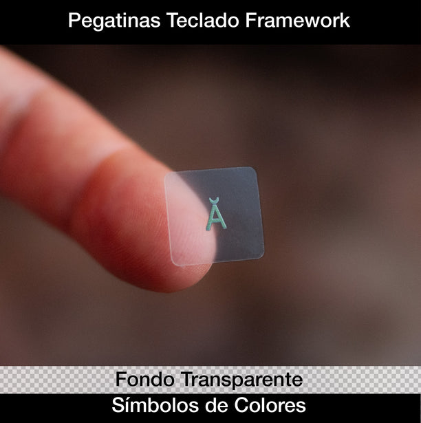 Pegatinas Teclado Framework (Fondo Transparente + Simbolos de Colores)