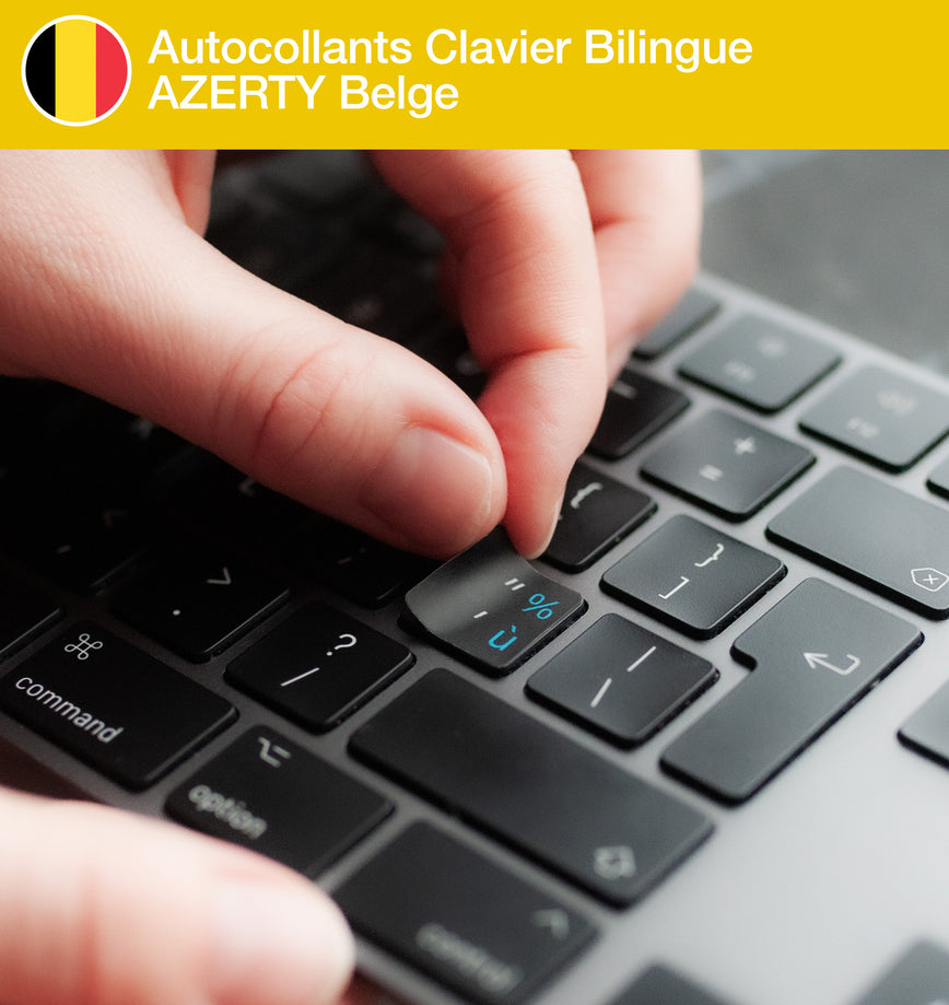 Stickers Autocollants Clavier Bilingue AZERTY Belge