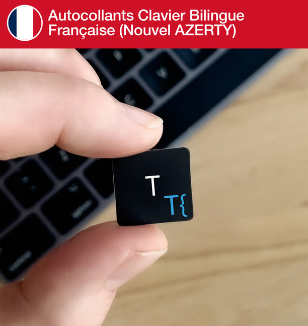 Stickers Autocollants Clavier Bilingue Française Nouvel AZERTY