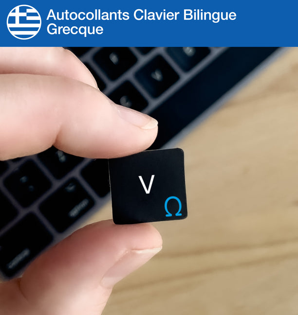Stickers Autocollants Clavier Bilingue Grecque