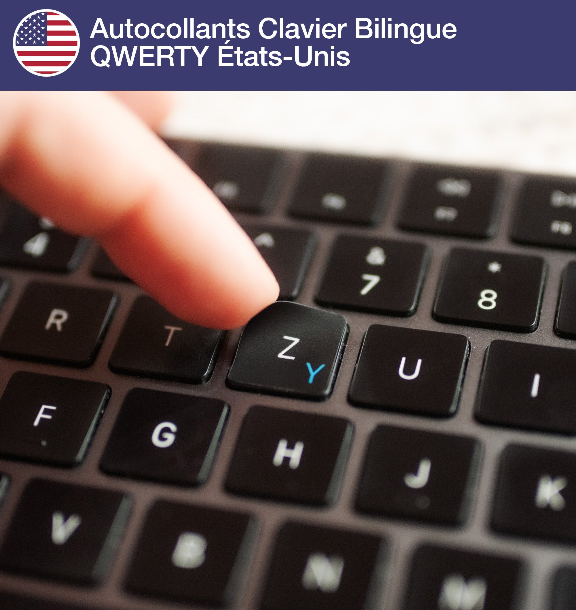 Stickers Autocollants Clavier Bilingue QWERTY États-Unis • Keyshorts