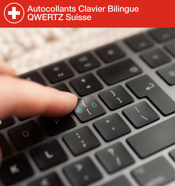 Stickers Autocollants Clavier Bilingue Suisse QWERTZ