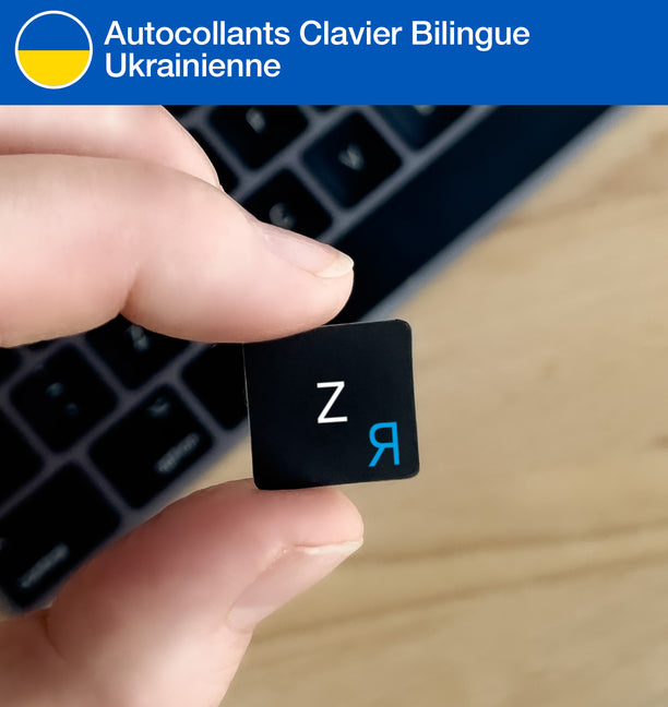 Stickers Autocollants Clavier Bilingue Ukrainienne