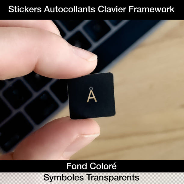 Stickers Autocollants Clavier Framework (Fond Coloré + Symboles Transparents)