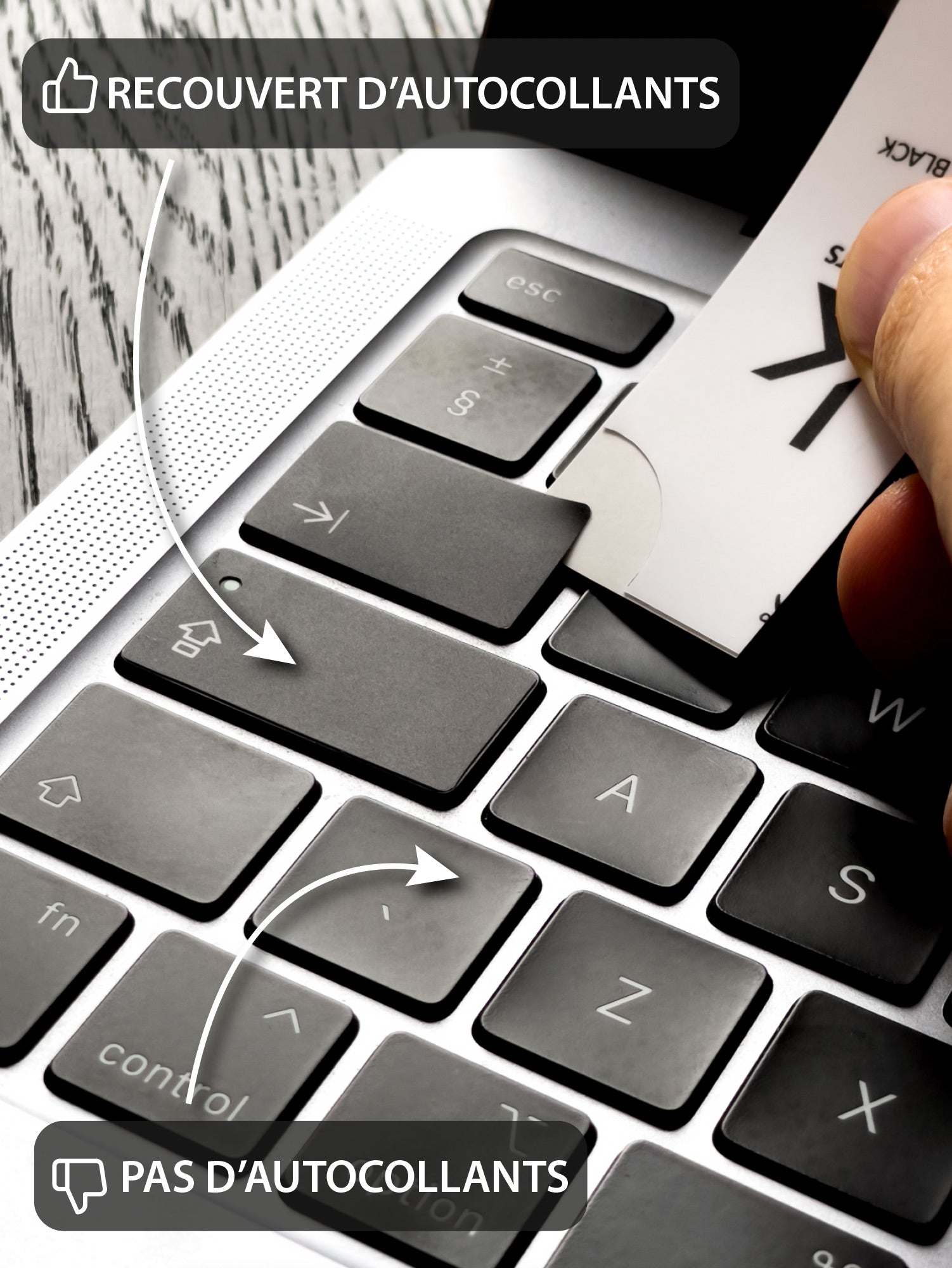 Stickers clavier noir pour MacBook Stickers individuels pour touche de  clavier Skin pour clé en vinyle pour MacBook Air Accessoires pour puces  MacBook M1 -  France