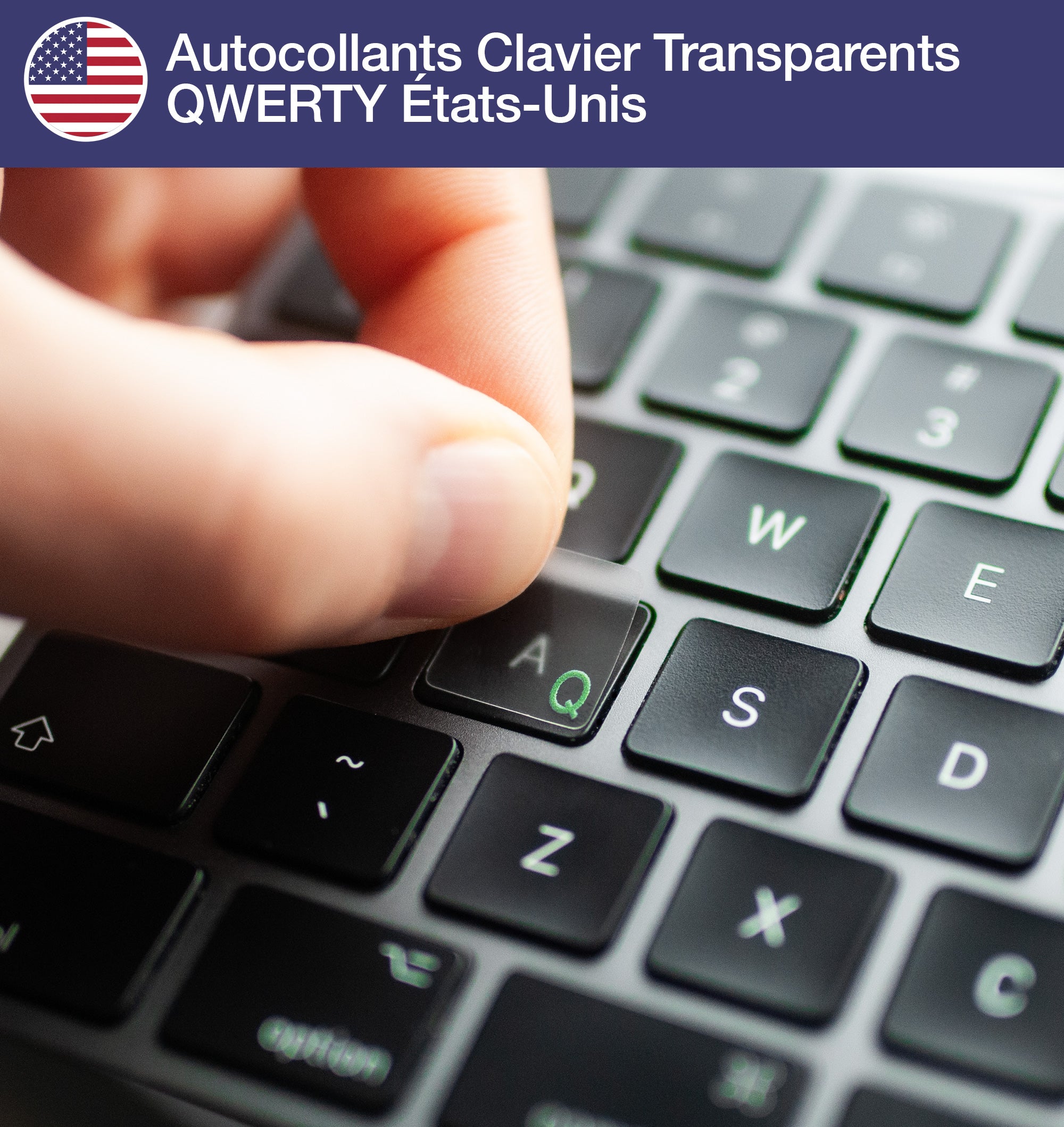 Stickers Autocollants Clavier Transparents QWERTY États-Unis • Keyshorts